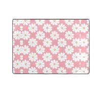 WXXWXD White Chrysanthemum Texture Chart Printed Floor Mat 80x58 Inch, Bedroom Bedside Blanket - Study Room Decorative Mat