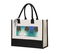 WXXWXD White-golden fish Canvas Gift Shopping Bag Small beach bag suitable for shopping and weddings, Beach Coconut Sunshine, One Size