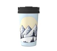 WXXWXD White Snowy Mountains Large Capacity Portable Coffee Cup - 12 Hours Of Heat Preservation And Cold Preservation, Suitable For Cars, Offices, Etc.