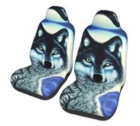WXXWXD Wolf Under Moon Printed car seat Protectors - 2-Piece Set, Suitable for Trucks, Vans, Cars, etc. Easy to Install