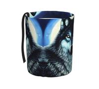 WXXWXD Wolf Under Moon Printed Hanging car Trash can-Suitable for All Types of Cars, Keep The car Clean.
