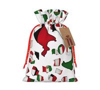 WXYBMDP Abstract Nice Italian Flag Patterns Map01 Print Christmas Drawstring Bags Xmas Candy Bags Reusable Party Gifts Wrapping Bags