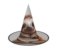 WXYBMDP Adorable Sloth Print Halloween Witch Hat,Pointed Witch Hat,All Saints' Day party costume accessories, Black, 3 PCS