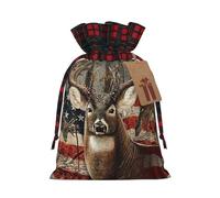 WXYBMDP Americana Flag Deer Print Christmas Gifts Bag,Drawstring Bags,Reusable Candy Bags,for Wedding Party Christma