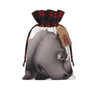 WXYBMDP angry rhino Print Christmas Gifts Bag,Drawstring Bags,Reusable Candy Bags,for Wedding Party Christma