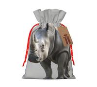 WXYBMDP animal rhino Print Christmas Drawstring Bags Xmas Candy Bags Reusable Party Gifts Wrapping Bags