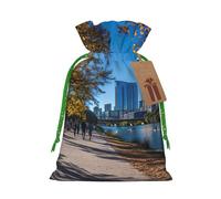 WXYBMDP Austin Texas Print Christmas Drawstring Bags Xmas Candy Bags Reusable Party Gifts Wrapping Bags