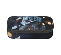 WXYBMDP Blue Rose Print Large Capacity Pencil Case Portable Pencil Pouch Bag travel bag Storage bag