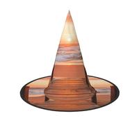 WXYBMDP Board Walk Stair Print Halloween Witch Hat,Pointed Witch Hat,All Saints' Day party costume accessories, Black, 1