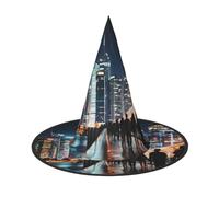 WXYBMDP brooklyn bridge Print Halloween Witch Hat,Pointed Witch Hat,All Saints' Day party costume accessories, Black, 2 PCS