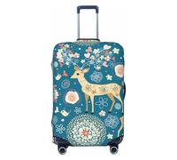 WXYBMDP Cartoon Deer Flower Print Washable Luggage Cover Fashion Suitcase Protector Cover Fits 18-32 Inch Luggage, Black, S