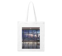 WXYBMDP Chicago Reflected Print Canvas Tote Bag Reusable Tote Shoulder Bag for Vacation, Shopping, Work, Gym