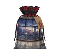 WXYBMDP Chicago Reflected Print Christmas Gifts Bag,Drawstring Bags,Reusable Candy Bags,for Wedding Party Christma