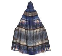 WXYBMDP Chicago Reflected Print Halloween Hooded Cloak Wizard Cape Hooded Robe Cloak Party Cosplay Costume