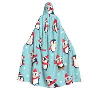 WXYBMDP Christmas Penguins Print Halloween Hooded Cloak Wizard Cape Hooded Robe Cloak Party Cosplay Costume