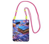 WXYBMDP Computer Processor with Magic Light Print Small Crossbody Bags for Women Lightweight Phone Bag Adjustable Strap, Fuchusia, One Size