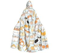 WXYBMDP Corgi Pattern Print Halloween Cloak Witch sorcerer Hooded Cloak Adult Vampires Party long Cloak