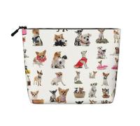 WXYBMDP Cute Chihuahua Pug Pattern Print Cosmetic Bags for Women Large Capacity Purse Travel Toiletry Zipper Storage Pouch