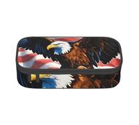 WXYBMDP Eagle with USA Flag Print Large Capacity Pencil Case Portable Pencil Pouch Bag travel bag Storage bag
