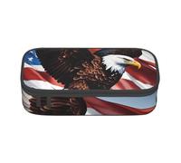WXYBMDP Eagle with USA Flag Print Large Capacity Pencil Case Portable Pencil Pouch Bag travel bag Storage bag