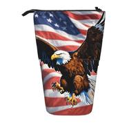WXYBMDP Eagle with USA Flag Print Telescopic Pencil Bag,Stationery Case,pencil case,Great for Christmas Holiday