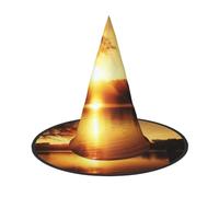 WXYBMDP Fishing Lake Fishermen Print Halloween Witch Hat,Pointed Witch Hat,All Saints' Day party costume accessories, Black, 3 PCS