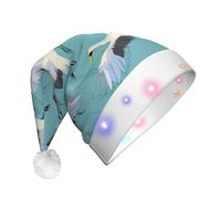 WXYBMDP Flying Cranes Print Adult Santa Hat With LED Lights,Light Up Christmas Hat,Flashing Funny Xmas Hats