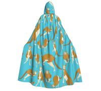 WXYBMDP Funny Cartoon Kangaroo Zoo Print Halloween Cloak Witch sorcerer Hooded Cloak Adult Vampires Party long Cloak