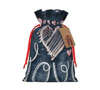 WXYBMDP I Love You Words with Hearts Print Christmas Drawstring Bags Xmas Candy Bags Reusable Party Gifts Wrapping Bags