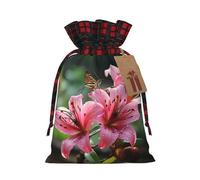WXYBMDP Lilies and Butterfly Print Christmas Gifts Bag,Drawstring Bags,Reusable Candy Bags,for Wedding Party Christma