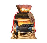 WXYBMDP Loon Nature Bird Print Christmas Drawstring Bags Xmas Candy Bags Reusable Party Gifts Wrapping Bags
