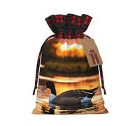 WXYBMDP Loon Nature Bird Print Christmas Gifts Bag,Drawstring Bags,Reusable Candy Bags,for Wedding Party Christma