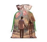 WXYBMDP Lovely Hearts Print Christmas Drawstring Bags Xmas Candy Bags Reusable Party Gifts Wrapping Bags