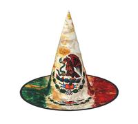 WXYBMDP Mexican American Flag Print Halloween Witch Hat,Pointed Witch Hat,All Saints' Day party costume accessories, Black, 2 PCS