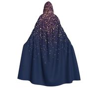 WXYBMDP Navy Blue Sky and Stars Print Halloween Cloak Witch sorcerer Hooded Cloak Adult Vampires Party long Cloak