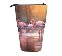 WXYBMDP Pink Flamingo in Water Print Telescopic Pencil Bag,Stationery Case,pencil case,Great for Christmas Holiday