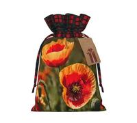 WXYBMDP poppy flowers Print Christmas Gifts Bag,Drawstring Bags,Reusable Candy Bags,for Wedding Party Christma