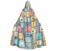 WXYBMDP Postal Stationery Print Halloween Cloak Witch sorcerer Hooded Cloak Adult Vampires Party long Cloak