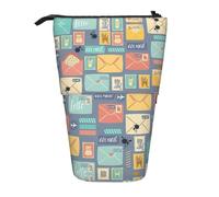 WXYBMDP Postal Stationery Print Telescopic Pencil Bag,Stationery Case,pencil case,Great for Christmas Holiday