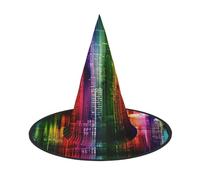 WXYBMDP Rainbow City Print Halloween Witch Hat,Pointed Witch Hat,All Saints' Day party costume accessories