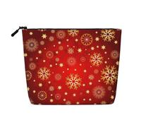 WXYBMDP red background golden snow Print Cosmetic Bags for Women Large Capacity Purse Travel Toiletry Zipper Storage Pouch