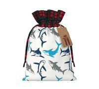 WXYBMDP Sharks Print Christmas Gifts Bag,Drawstring Bags,Reusable Candy Bags,for Wedding Party Christma