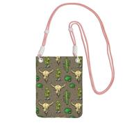 WXYBMDP Skull of Bull and Cute Cactus Print Small Crossbody Bags for Women Lightweight Phone Bag Purses Adjustable Strap