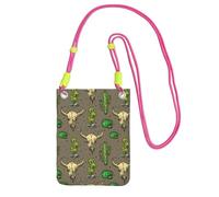 WXYBMDP Skull of Bull and Cute Cactus Print Small Crossbody Bags for Women Lightweight Phone Bag Purses Adjustable Strap, Fuchusia, One Size