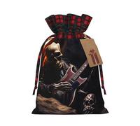 WXYBMDP Skull Rock Roll Skeleton Bone Print Christmas Gifts Bag,Drawstring Bags,Reusable Candy Bags,for Wedding Party Christma
