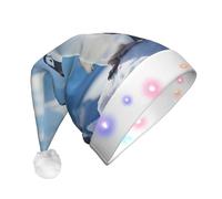 WXYBMDP Snow mountain penguin Print Adult Santa Hat With LED Lights,Light Up Christmas Hat,Flashing Funny Xmas Hats