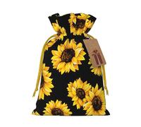 WXYBMDP Spring Sunflowers Retro Flowers Print Christmas Drawstring Bags Xmas Candy Bags Reusable Party Gifts Wrapping Bags