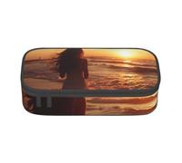 WXYBMDP Sunset on The Beach Print Large Capacity Pencil Case Portable Pencil Pouch Bag travel bag Storage bag