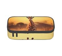 WXYBMDP Two Giraffe Running on The Barren Print Large Capacity Pencil Case Portable Pencil Pouch Bag travel bag Storage bag