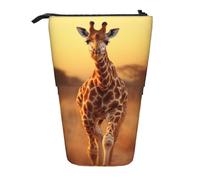 WXYBMDP Two Giraffe Running on The Barren Print Telescopic Pencil Bag,Stationery Case,pencil case,Great for Christmas Holiday